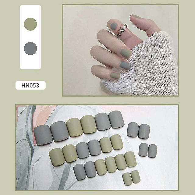 Parche de manicura False Nails HUOGUO, 24 unidades, con forma de ataúd largo