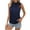 Navy, variant on fatyb Women's Lace Mock Neck Sleeveless Tops Patchwork Elegant Tank Top Pleated Dressy Trendy Shirts