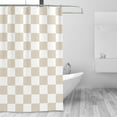 thumbnail image 2 of Checkered Shower Curtain, Beige Shower Curtains for Bathroom, Cute Retro Neutral Checkerboard Shower Curtain Vintage Aesthetic, Machine Washable Fabric Shower Curtain, 72''''x72'''', 2 of 6