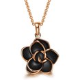 thumbnail image 1 of Collier rose pour Femmes, Plaqué Or rose Noir, Collier rose Noir, 1 of 3