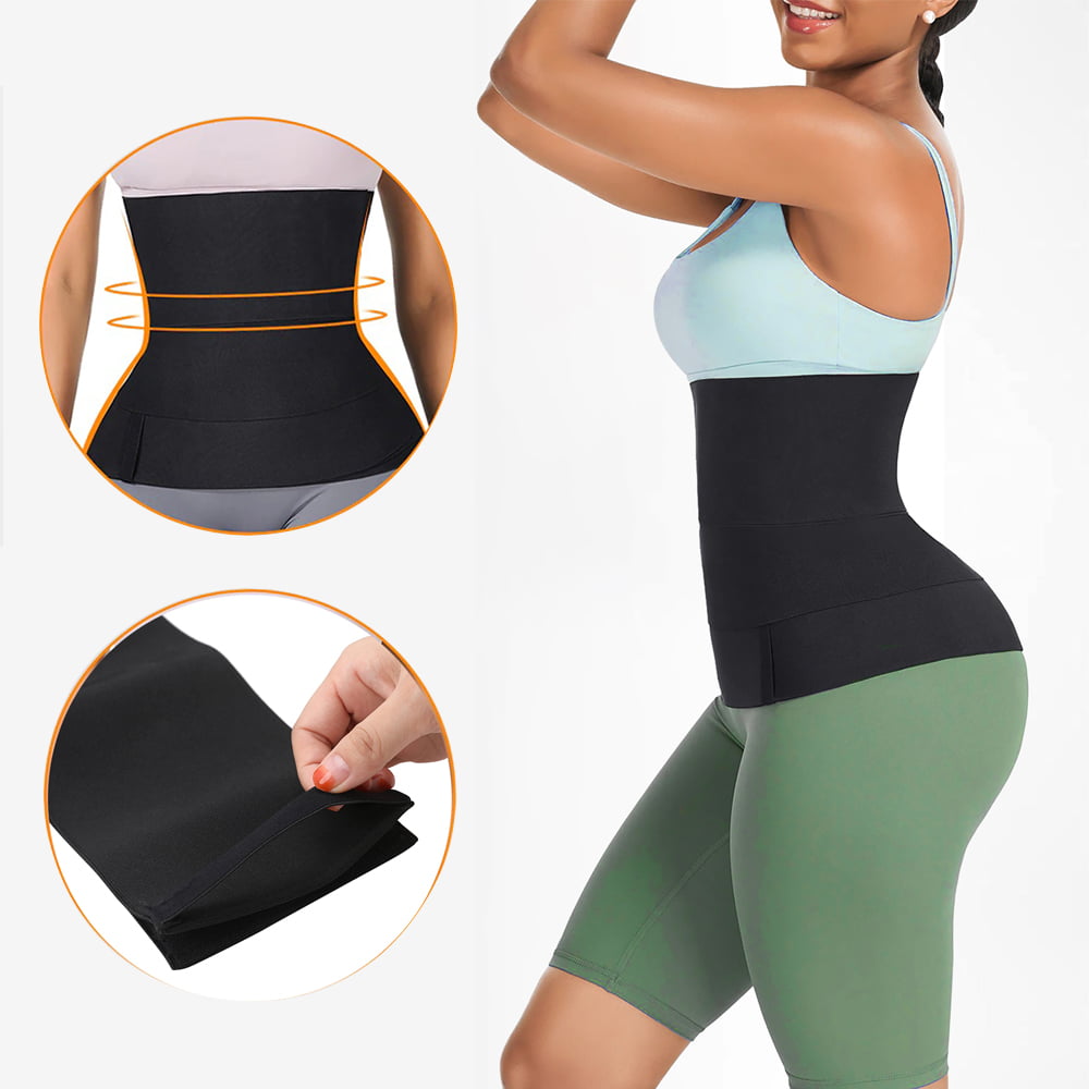 Snatch Me Up Bandage Wrap Waist Trainer for Women Post Partum Recovery 13.1ft Invisible and Adjustable Tummy Trimmer Belt with Durable Velcro Black 