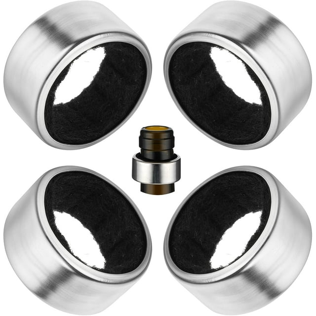 4 Pcs Anneau de Goutte à Vin, Colliers de Goutte à Vin en Acier Inoxydable, Collier de Goutte à Vin Simple, Collier de Goutte à Bouteille de Vin avec Feutres en Velours, Support de Garde-Goutte Intelligent, Outils de Bar, Gadgets de Cuisine, Accessoires de Vin