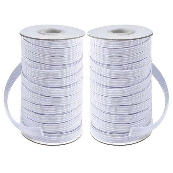 coopay 40 yardas de largo 12 de ancho Cordón elástico Bandas elásticas Cuerda elástica Bobina elástica de punto pesado para coser 2 rollos de 20 yardas (blanco 12 pulgadas)