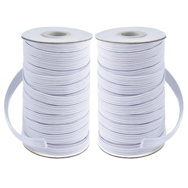coopay 40 yardas de largo 12 de ancho Cordón elástico Bandas elásticas Cuerda elástica Bobina elástica de punto pesado para coser 2 rollos de 20 yardas (blanco 12 pulgadas)