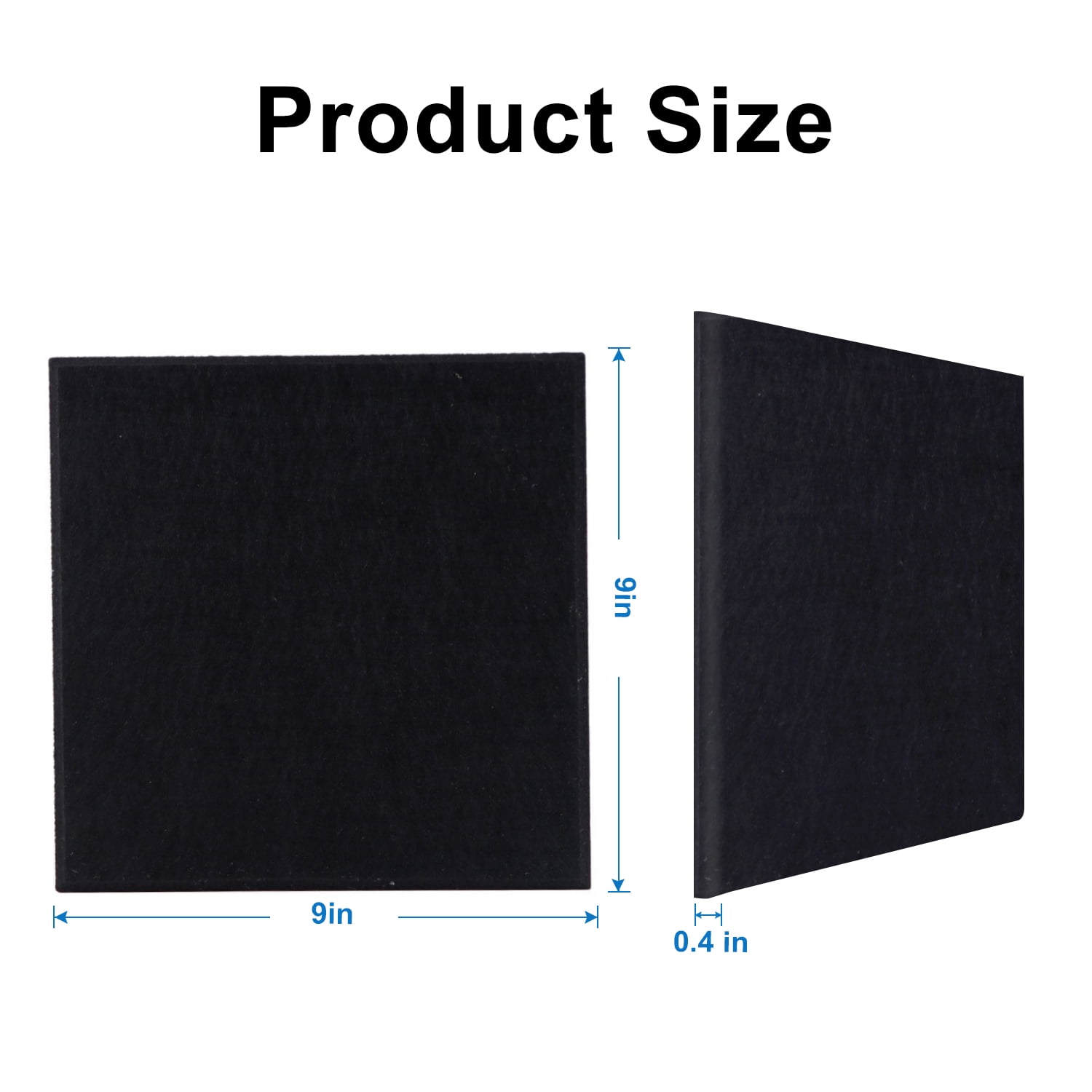 Sound Absorbing Noise Dampening Acoustic Self-adhesive Panel Wall Treatment 9" x 9" x 0.4", Black Square, 12-pack