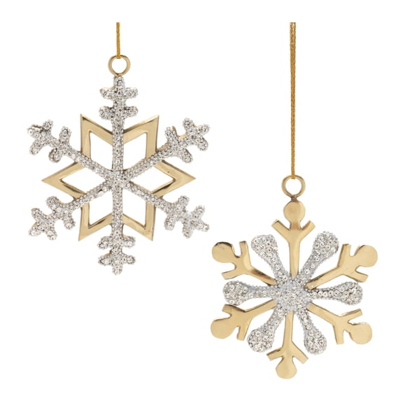 Melrose Jeweled Metal Snowflake Ornament Set of 2