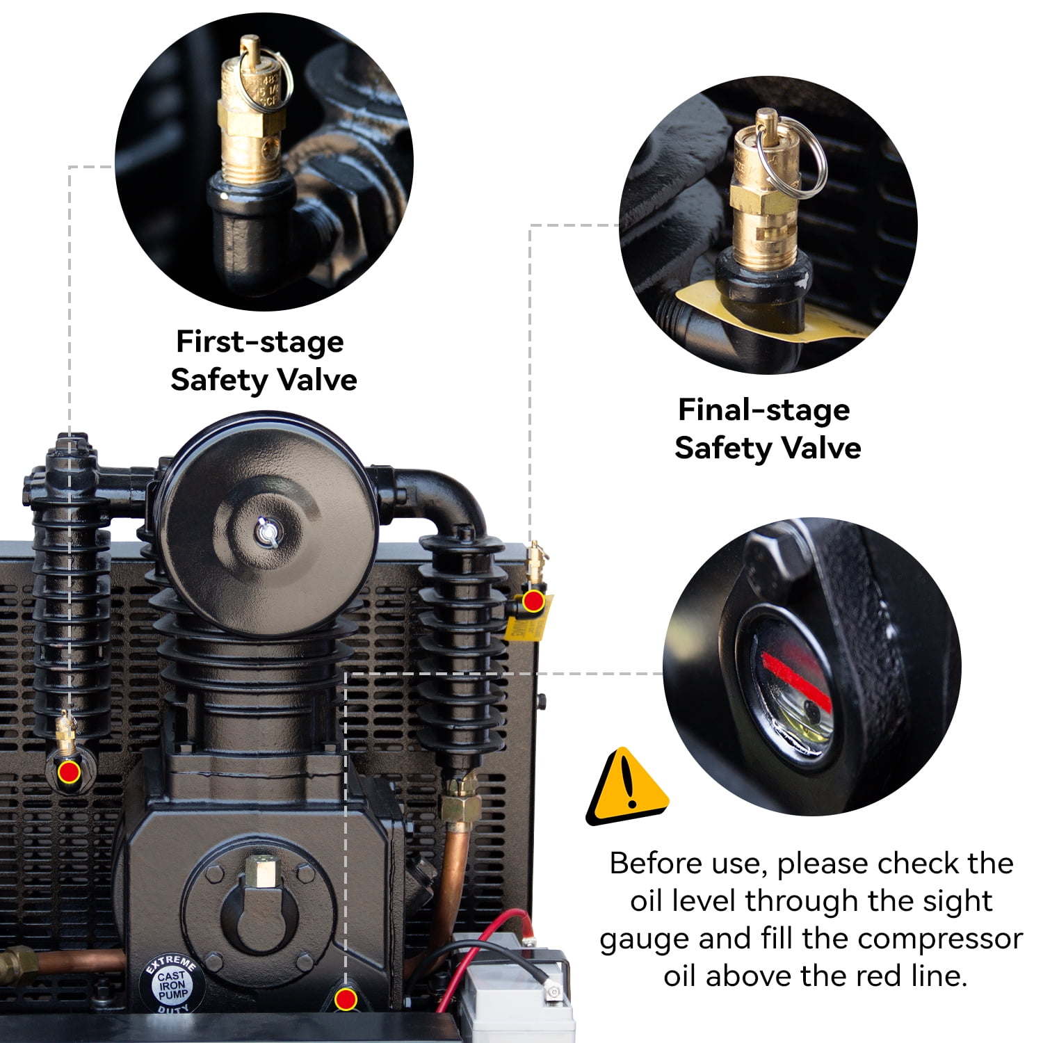 HPDMC 14HP 3-in-1 Gas Powered Air Compressor (30 Gal ASME Tank), 200A Welder & 6000W Generator - 180 PSI Two-Stage Piston Compressor with Electric Start - Truck Mount Portable Power Unit