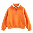 thumbnail image 2 of EnJoCho Kids Half Zip Sweatshirt Fleece Lined Toddler Pullover Sherpa Stand Collar Letter Embroidery Long Sleeve Warm Winter Weather Top for Boys Girls, 2 of 5