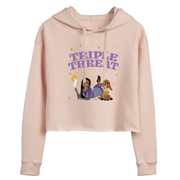 Disney Wish - Triple Threat Asha Star Valentino - Juniors Cropped Pullover Hoodie