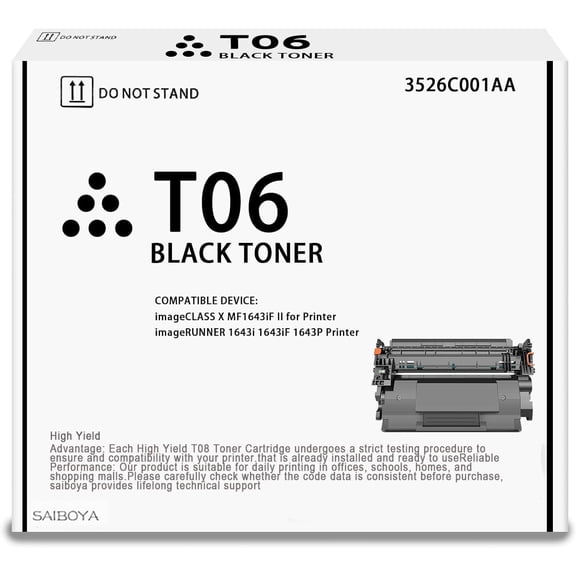T06 Black Toner Cartridge 3526C001AA 𝐰𝐢𝐭𝐡 𝐍𝐞𝐰 𝐂𝐡𝐢𝐩 Compatible for Canon T06 Toner imageCLASS X MF1643iF II for Canon imageRUNNER 1643i 1643iF 1643P Printer Toner(1 Pack)