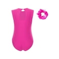 thumbnail image 2 of dPois Kids Girls Gymnastic Leotard Unitard Sleeveless Round Neck Jumpsuit with Headwear Activewear Hot Pink 10, 2 of 6