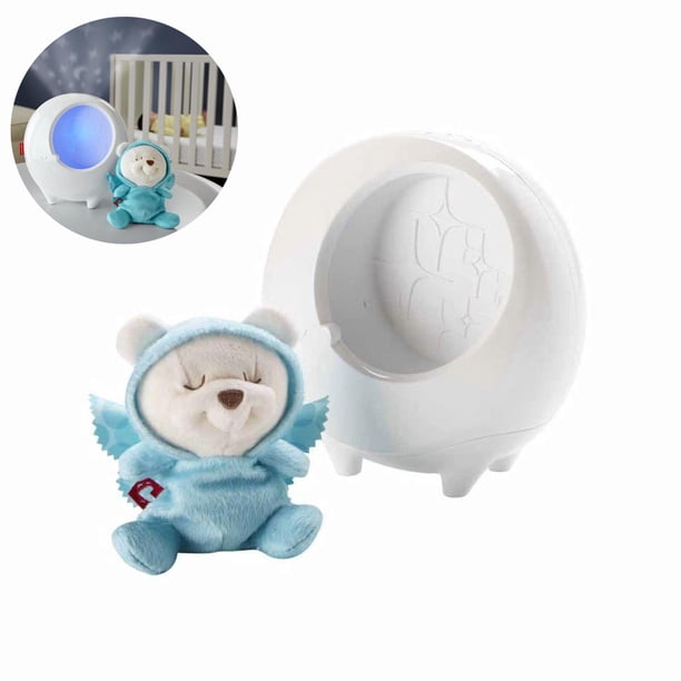 Reloj despertador con luz nocturna 2 en 1 con forma de oso de ensueño, luz de noche con cambio de color, luz de estrellas, música suave y ruido blanco, equipamiento para bebés desde el