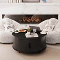 thumbnail image 6 of FOROUTIA Round Black Coffee Table with Large Storage Morden Wood Center Coffee Table for Living Room, 6 of 7