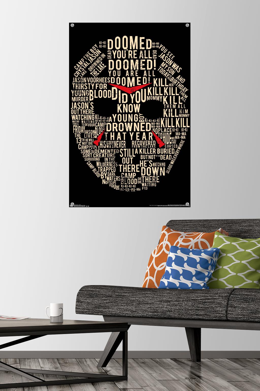 Friday The 13th - Text Mask Wall Poster with Push Pins, 22.375" x 34"