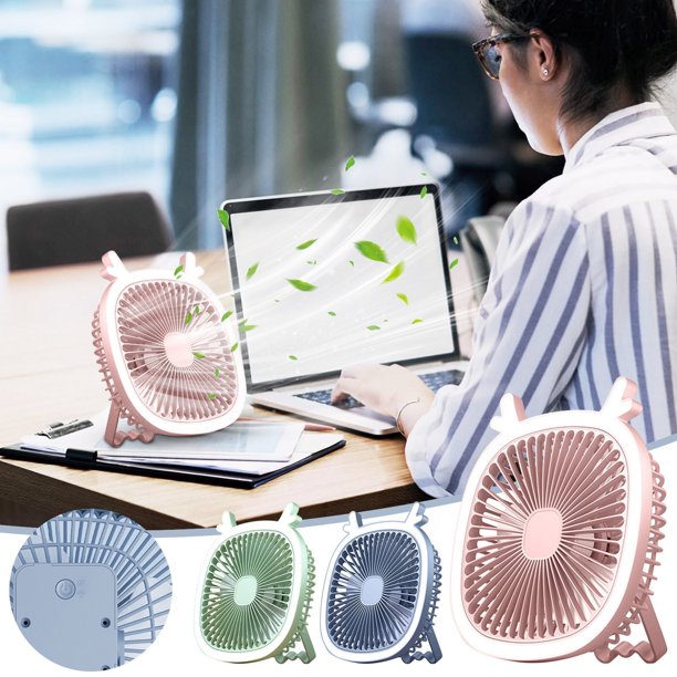 Ventilador de escritorio USB montado en la pared con luz nocturna • Giro de 360° • Funcionamiento silencioso de 3 velocidades • Carga USB de 5V • Diseño compacto de 20 cm