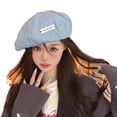 thumbnail image 5 of Tnobhg Women Casual Newsboy Beret Hat Autumn Winter Solid Color Letter Logo Octagonal Hat Denim Painter Hat Streetwear, 5 of 8