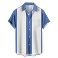 thumbnail image 5 of Men's Vintage Bowling Shirt Short Sleeve Button Down Summer Cuba Beach Shirts Sky Blue L, 5 of 5