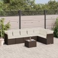 thumbnail image 1 of vidaXL 8 Piece Garden Sofa Set with Cushions Brown Poly Rattan, 1 of 5