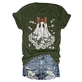 thumbnail image 4 of Fgnfyis T-Shirt Graphique à Manches Courtes d'Halloween pour Femmes Col Rond Décontracté pour Fête d'Été avec Jeans Hauts pour Femmes Vert Armée m, 4 of 5