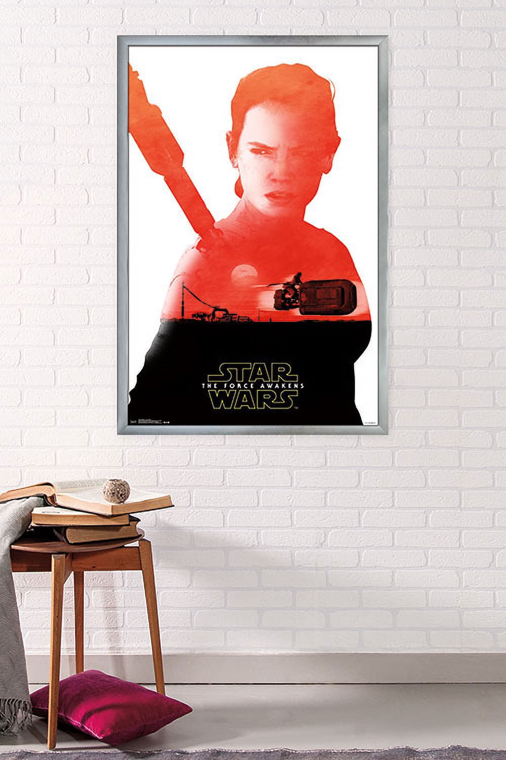 Star Wars: The Force Awakens - Rey Badge Wall Poster, 22.375" x 34", Framed