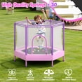 thumbnail image 5 of 55" Hexagonal Toddler Trampoline for Kids, SHINPT Mini Trampoline with Enclosure Net, 55in Outdoor Trampoline for Backyard, Indoor Kids Trampoline for Basement, Gameroom, Small Trampoline for Gift, 5 of 7