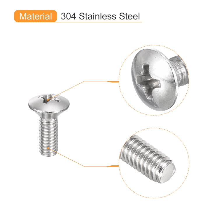 Lot De 10 Boulons Hex/Phillips M4x40mm En Acier Inoxydable 304 - Uxcell, Bride