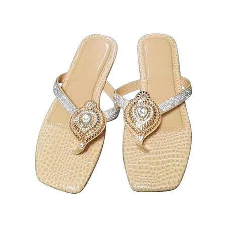 OJSFQUFP Sandals Women Dressy Summer Women s Beach Sandals Hollow Casual Slippers Flat Shoes Retro Sandals Fashion Slide Sandals Womens 2024 Fun Slippers for Women Beige 40