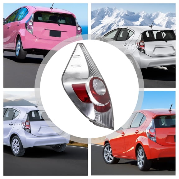 Left Driver Side Tail Light Assembly Compatible with 2012 2013 2014 Toyota Prius C, Rear Halogen Tail Lamp, Clear Lens Red Grey Housing, Direct Replacement for OEM 81561-52890, Bulbs Not Included
