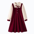 thumbnail image 4 of EnJoCho Teen Girls Long Sleeve Midi Dress Summer Ruffl𝖾s A-Lined Sundress Kids Button Pleated Casual Elegant Shirt Dress, 4 of 9
