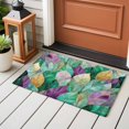thumbnail image 4 of Luxury Leaves Front Door Rugs 2x3 ft Green Purple Abstract Gorgeous Leaf Small Rug for Entryway Non Slip Washable Bathroom Door Mat Absorbent Floor Mat for Indoor Entrance, 4 of 9