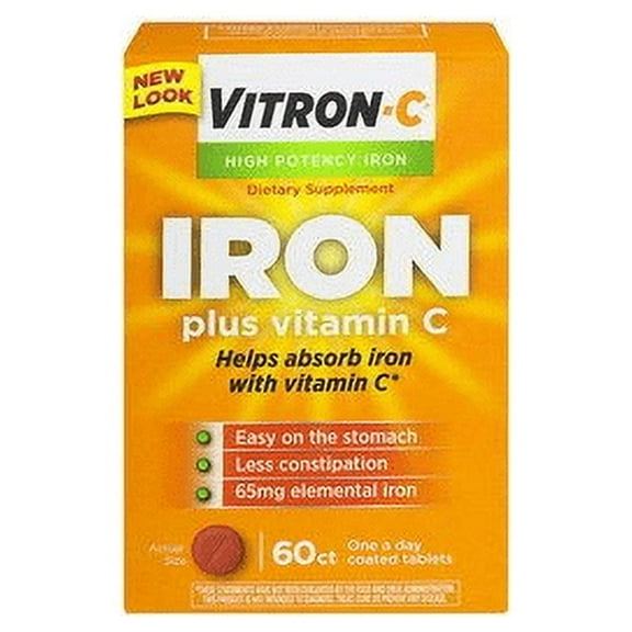 Vitron-C High Potency Iron Supplement With 125 Mg Vitamin C, 60 Ct, 3-Pack
