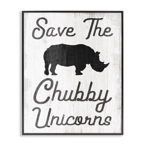 Stupell Industries Cottage Save the Chubby Unicorns Black Framed Giclee Art, 11 x 14, by Lil' Rue
