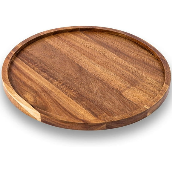 11.5 Inches Candle Holder Tray Home Decor, Round Wood Tray for Coffee Table, Small Wooden Serving Decorative Trays for Home