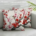 thumbnail image 3 of HENGT  Throw Pillow Case Red Japanese Cherry Blossom Watercolor,Waist Lumbar Cushion Cover Sofa Home Decorative, 3 of 5
