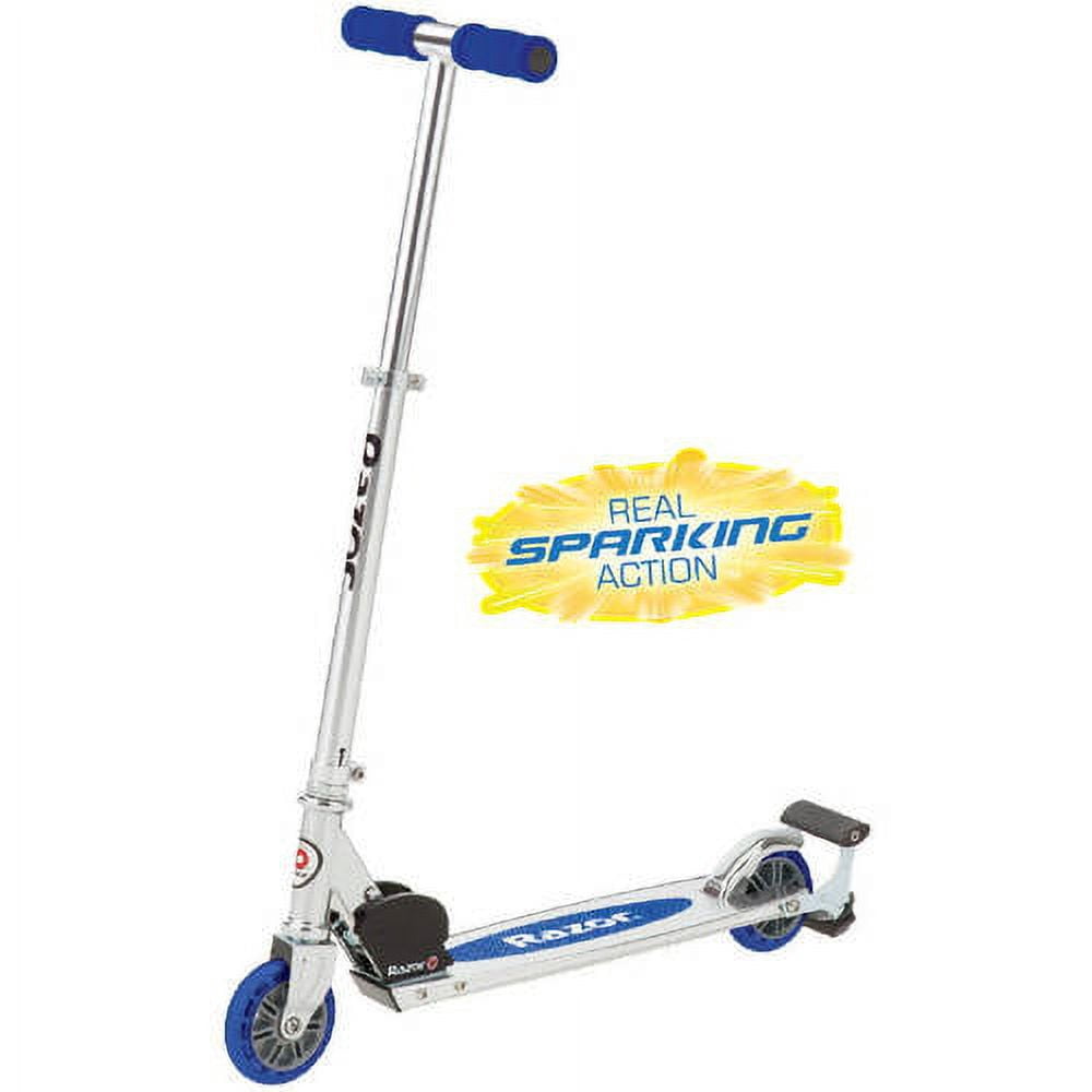Razor Spark Kick Scooter - Blue, Lightweight Aluminum Frame, Foldable, for Child Ages 5+, Unisex