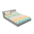 thumbnail image 2 of Ambesonne Leaves Fitted Sheet & Pillow Sham Set, Traditional Aztec Folklore, Full, Multicolor, 2 of 2