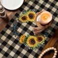 thumbnail image 3 of Yellow Sunflowers Table Runner - 48 Inch Long Western Star Brown Farmhouse Plaid Cotton and Linen Blended Dress Scarves Farmhouse Table Runner for Kitchen Dining, Coffee Table, 13" x 48", 3 of 8