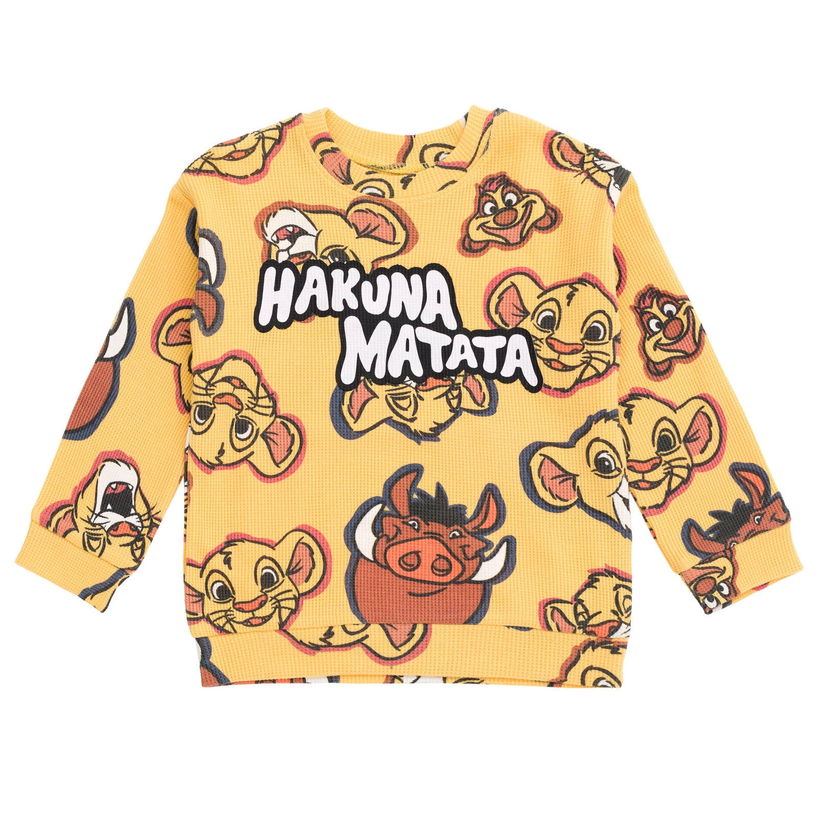 Disney Lion King Simba Timon Pumbaa Waffle Knit Drop Shoulder Sweatshirt and Jogger Pants Set Newborn to Toddler