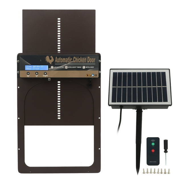 Automatic Chicken Coop Door, Chicken Door Opener Sheet Metal Door Frame LED Display Screen Light Weight For Breeding Farm