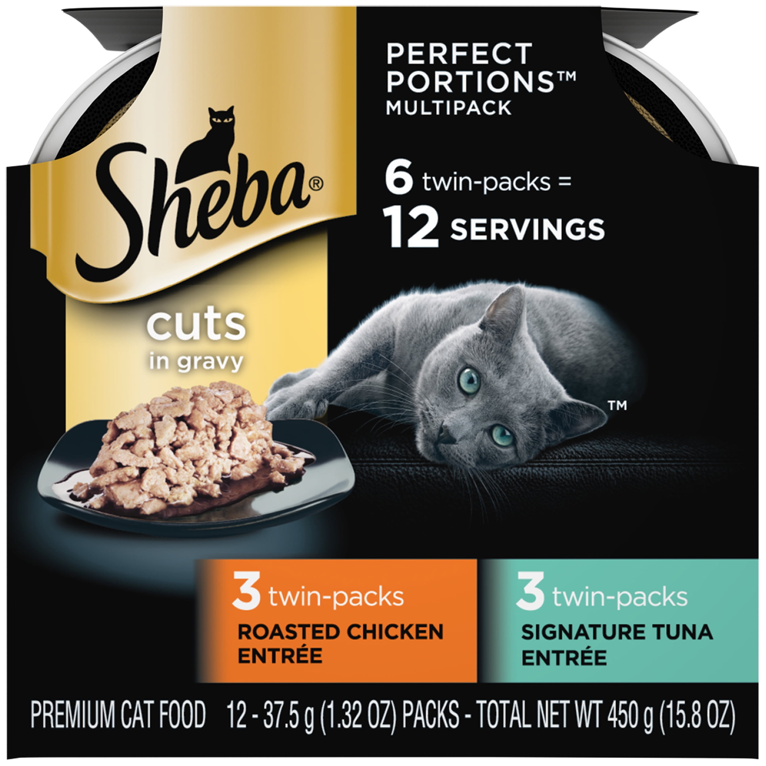 (6 Pack 12 Servings) SHEBA Wet Cat Food Cuts in Gravy Variety Pack