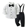 thumbnail image 2 of RUTAYY Toddler Boys Outfit Sets Long Sleeve Stand Collar Solid Color Shirt Tops Suspenders Pants with Pocket Gentleman Outfits Classic Versatile Clothing, 2 of 9