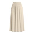thumbnail image 4 of Rove Studio Women’s High Waist Smocked Midi Skirt, Elastic Waist Flowy A-Line Casual Skirt with Pockets Beige L, 4 of 4