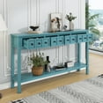 thumbnail image 2 of Console Table, Console Tables for Entryway with 4 Drawers and Open Storage Shelf, 60" Long Sofa Table in Solid Wood, Narrow Console Table for Living Room, Couch, Hallway, Foyer, Kitchen Counter, Green, 2 of 9