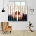 thumbnail image 2 of Boho Forest Kitchen Curtains - Aesthetic Modern Country Mountain Sunset Nature Sun Rustic Art Short Cafe Tier Curtains Decor for Living Room Rod Pocket Window Drapes 2 Panels Set 28"x36", 2 of 5