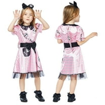 Girls Skeleton Halloween Dress Outfit Gothic Punk Bones Dress Up Set XS-L
