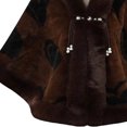 thumbnail image 4 of Fewfanhot Faux Fur Trim Printed Poncho Cape, Warm Fleece Lined Open Front Wrap Coat for Women Winter, 4 of 5