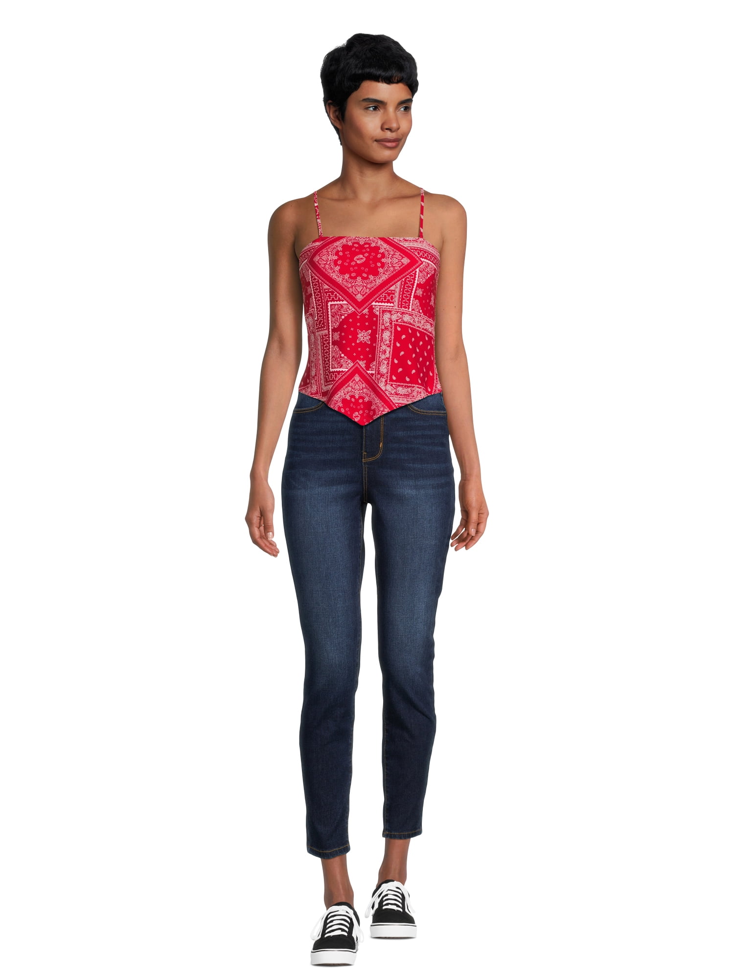 No Boundaries Square Neck Pullover Sleeveless Red Tube Tops