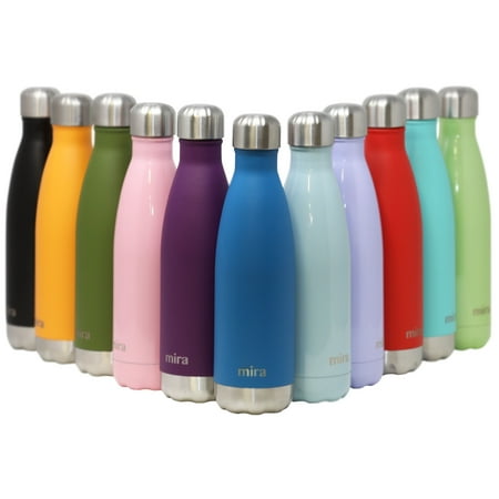- MIRA 17 Oz Stainless Steel Vacuum Insulated Water Bottle | Leak-proof Double Walled Cola Shape Bottle | Keeps Drinks Cold for 24 hours & Hot for 12 hours | 17 Oz (500 ml) | Hawaiian Blue