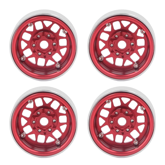 4 llantas RC Beadlock de 1,9 pulgadas, bujes de rueda de aleación de aluminio para Axial SCX10 90046 AXI 03007 1/10 RC Crawler rojo YUNYI BRAND Deportes