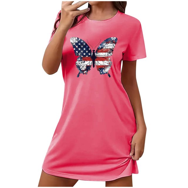 Chemises de Nuit pour Femmes, Chemise de Nuit Courte Surdimensionnée pour Femmes Mode à Imprimé sur la Poitrine à Manches Courtes